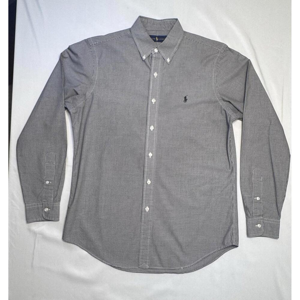 Ralph Lauren Blue‎ Label Men's Black and White Plaid Button Down Shirt Size Med